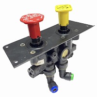 Кран стояночного тормоза красный + жёлтый на быстросъёмах Freightliner/International/Volvo VNL Bendix | ТопДизель